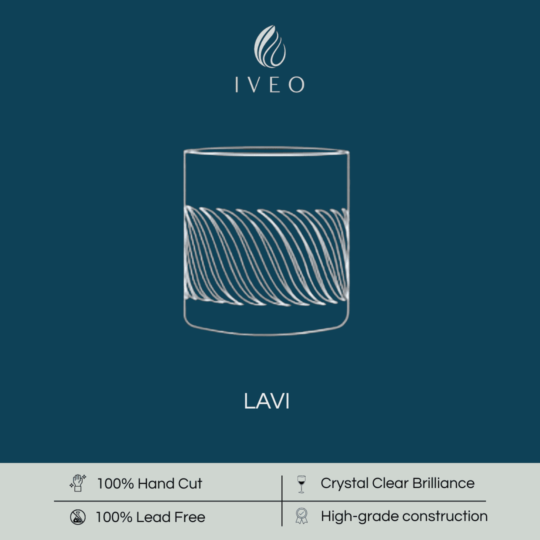 Iveo Crystalline Lavi crystal whisky glass with elegant hand-cut design for a premium drinking experience