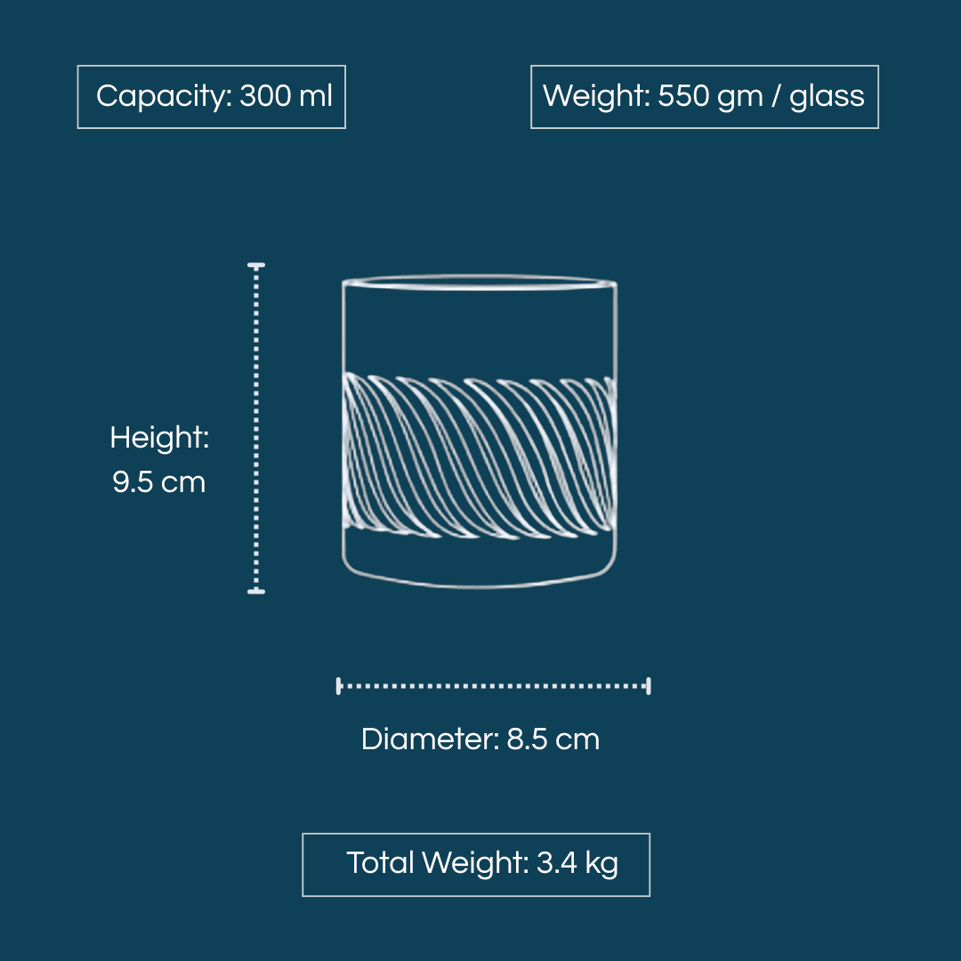 Iveo Crystalline Lavi Crystal Whisky Glass with 300 ml capacity and elegant design