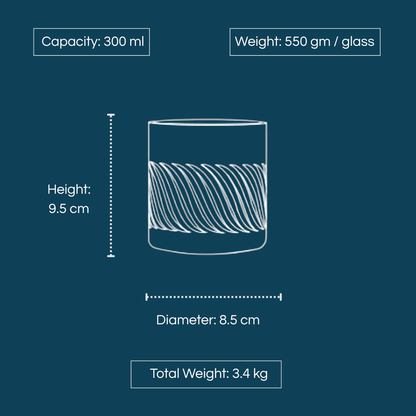 Iveo Crystalline Lavi Crystal Whisky Glass with 300 ml capacity and elegant design