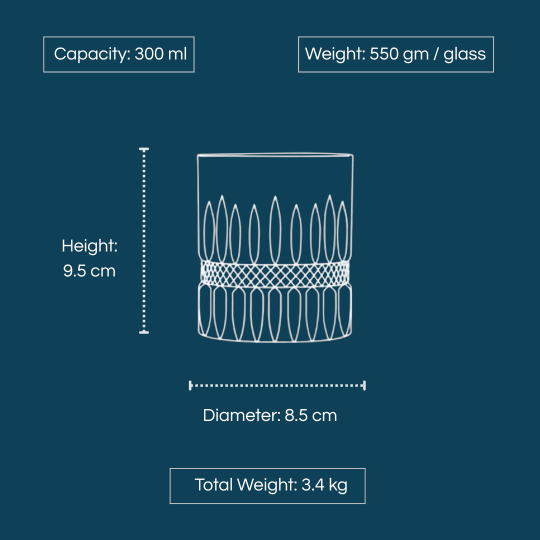 Iveo Crystalline Marvel Crystal Whisky Glass with a 300 ml capacity and elegant design