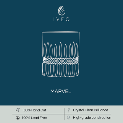Iveo Crystalline Marvel Crystal Whisky Glass with Hand Cut Design and Lead Free Construction