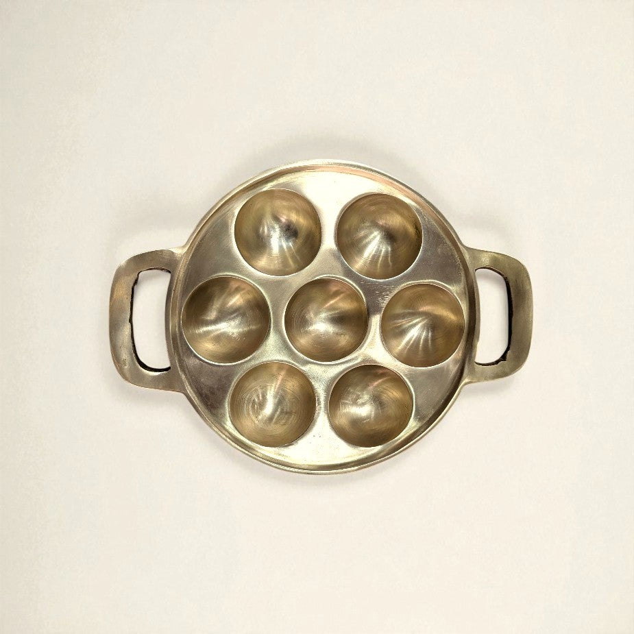Kansa appam pan 7 containers made of durable metal for traditional cooking and serving appams