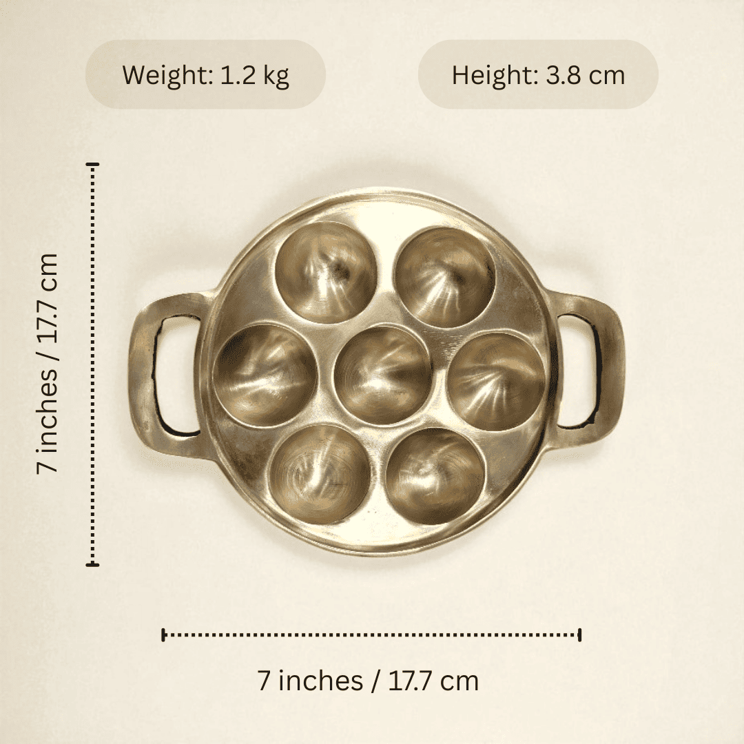 Kansa appam pan 7 containers made from durable metal for cooking traditional appams