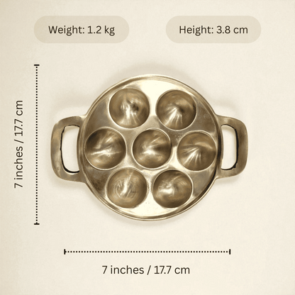 Kansa appam pan 7 containers made from durable metal for cooking traditional appams