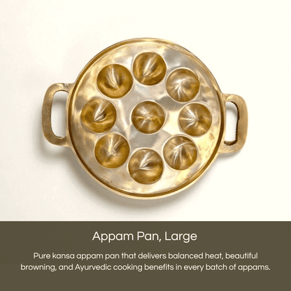 Kansa appam pan 9 containers with balanced heat for perfect appams and Ayurvedic cooking benefits