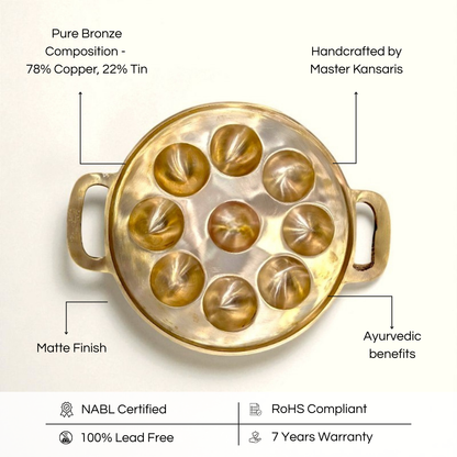 Kansa appam pan 9 containers made of pure bronze with matte finish and Ayurvedic benefits