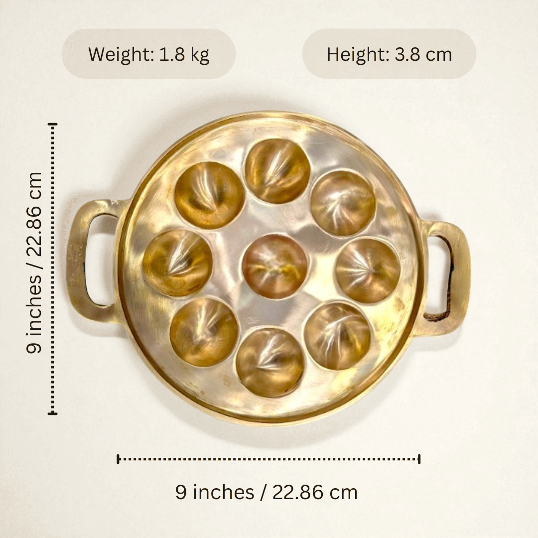 Kansa appam pan 9 containers made of durable metal for making traditional appams evenly