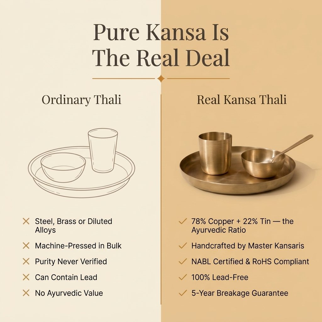 Real kansa thali versus an ordinary thali comparison