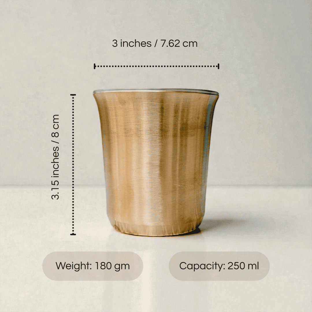 Kansa Bengal Glass Bronze by Kansyam with a capacity of 250 ml and a height of 3.15 inches