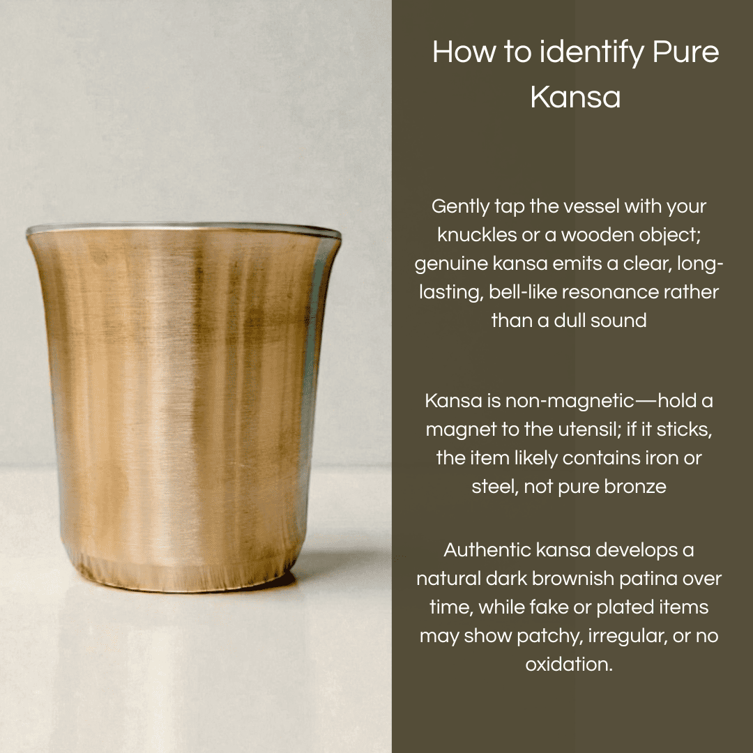 Kansa Bengal glass bronze cup with a shiny finish, showcasing its elegant design and authentic craftsmanship