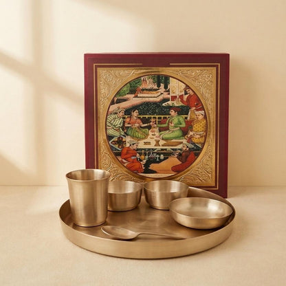 Kansa Classic Thali Set, 6 pcs, pure bronze, with heritage gift box