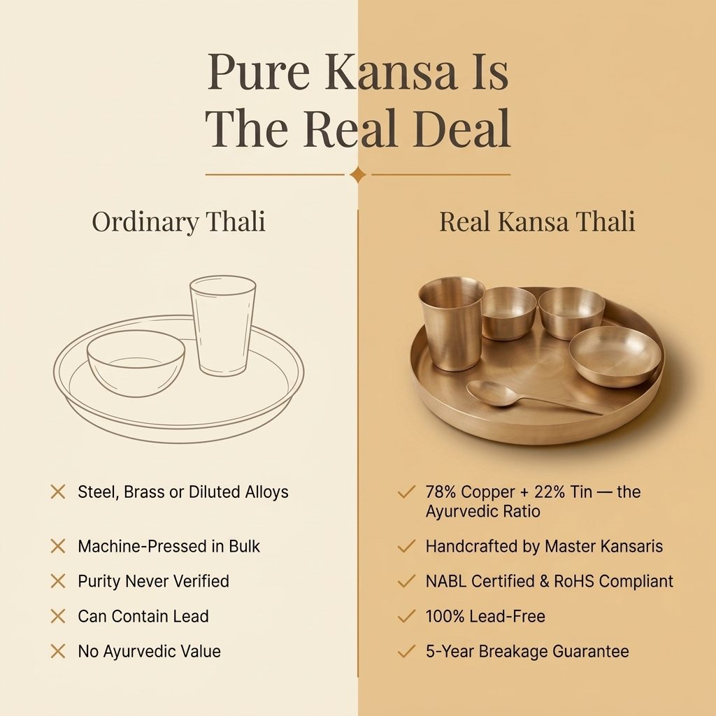 Real kansa thali versus an ordinary thali comparison