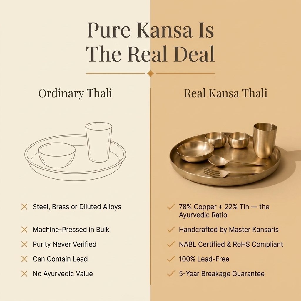 Real kansa thali versus an ordinary thali comparison