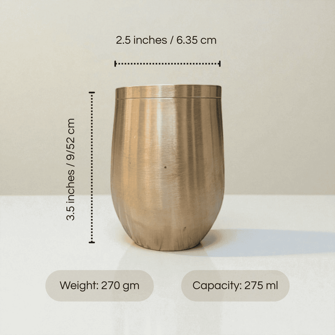 Kansa damru glass bronze by Kansyam with a 275 ml capacity and sleek design