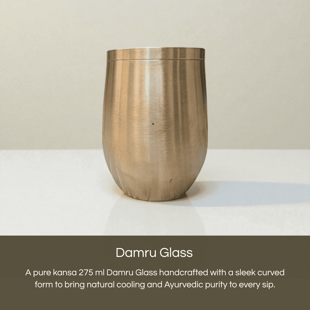 Kansa damru glass bronze 275 ml with a sleek curved form for natural cooling and Ayurvedic purity