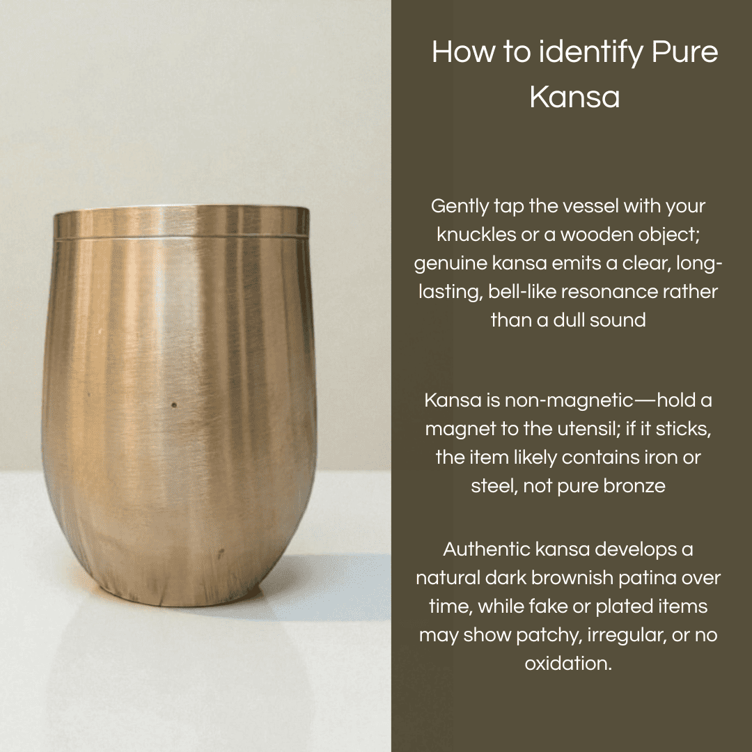 Kansa damru glass bronze vessel with a smooth finish for beverages and aesthetic appeal