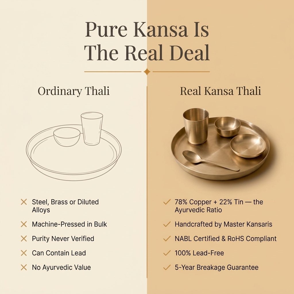Real kansa thali versus an ordinary thali comparison