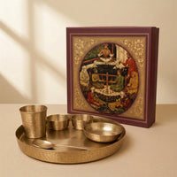 Kansa Thali Set Hammered,  6 pcs, with Gift Box