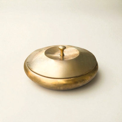 Kansa handi apple shape 500ml handcrafted bronze container with a smooth lid for serving
