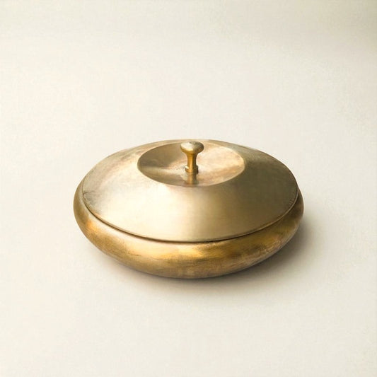 Kansa handi apple shape 500ml handcrafted bronze container with a smooth lid for serving