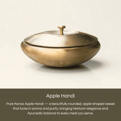 Kansa handi apple shape 500ml crafted from bronze, perfect for elegant serving and Ayurvedic balance