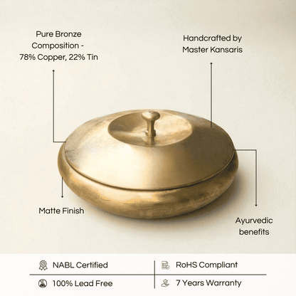 Kansa handi apple shape 500ml made of pure bronze with matte finish and Ayurvedic benefits
