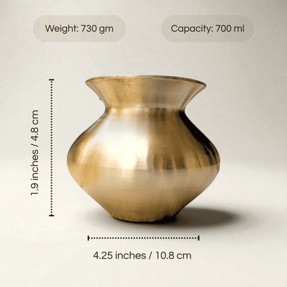Kansa lota pagdhi shape with a capacity of 700 ml and sleek design for traditional decor