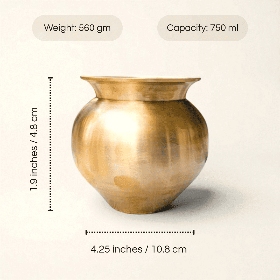 Kansa lota pooja bronze pot with a 750 ml capacity and elegant design for traditional ceremonies