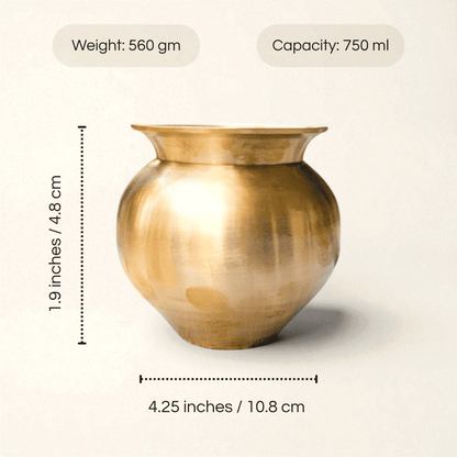 Kansa lota pooja bronze pot with a 750 ml capacity and elegant design for traditional ceremonies