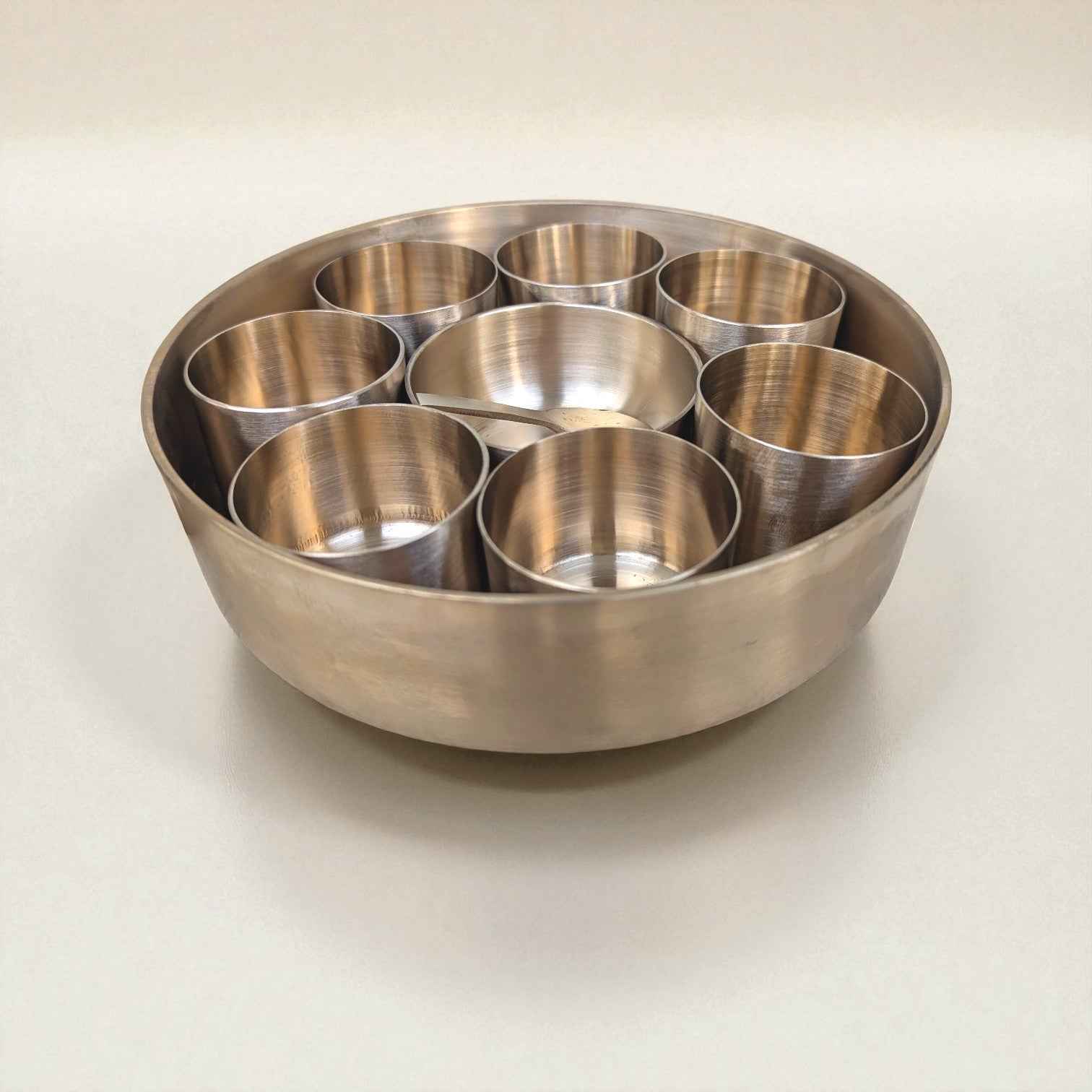 Kansa Masala Box, Spice Box, 8 containers & 1 spoon