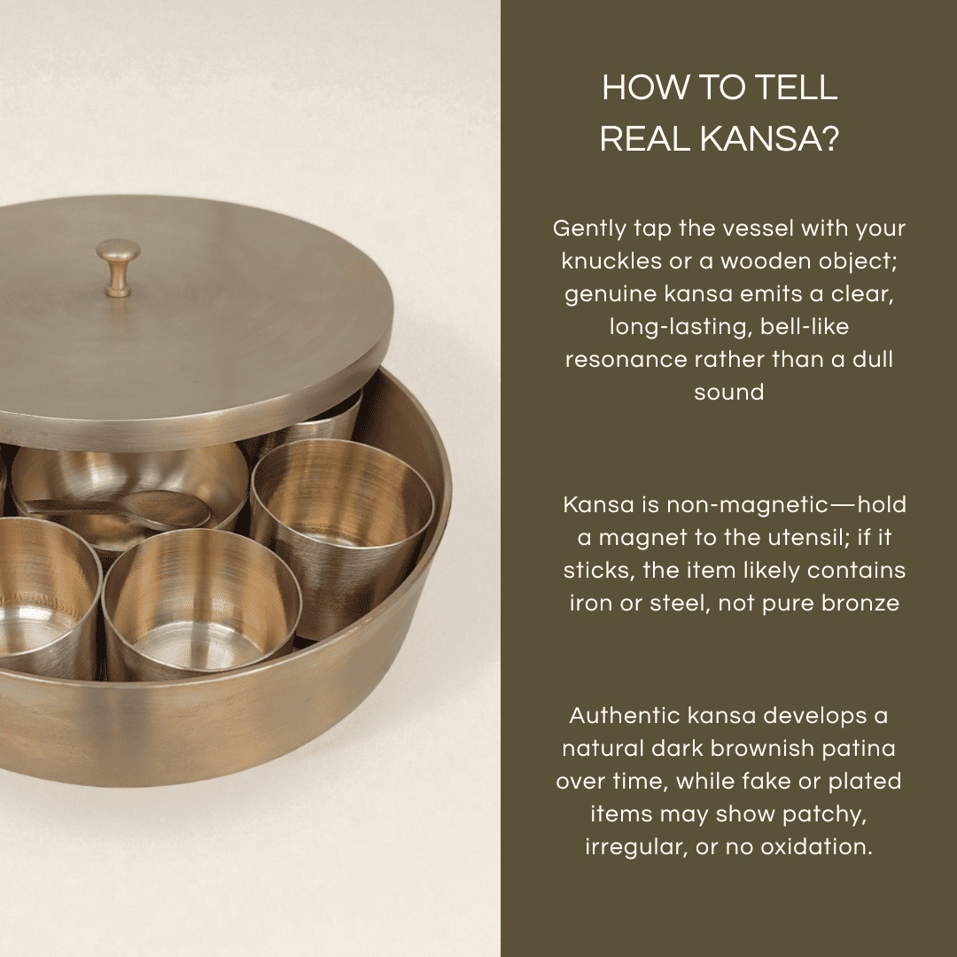 Kansa masala box spice box with multiple compartments for spices and herbs