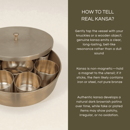 Kansa masala box spice box with multiple compartments for spices and herbs
