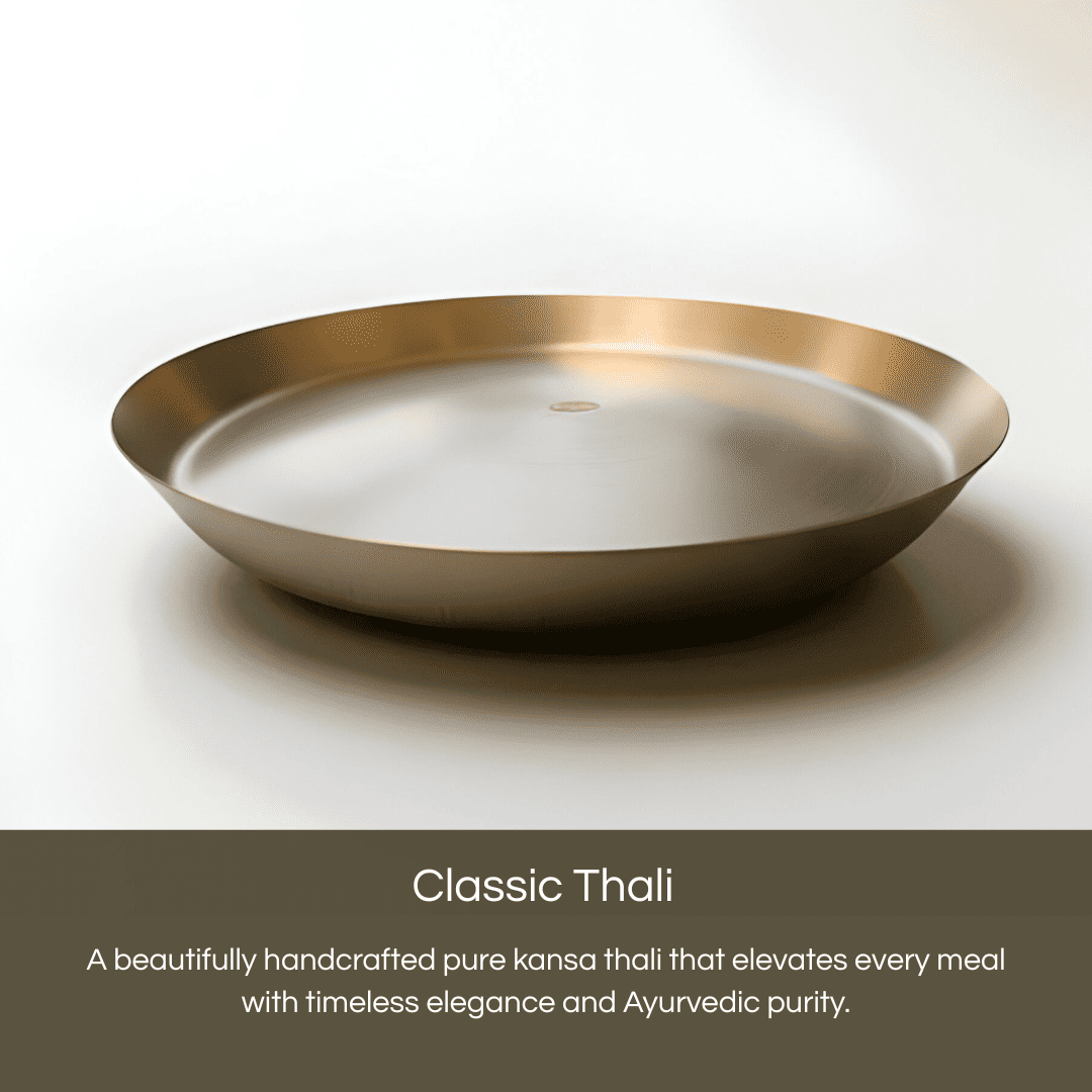 Kansa thali 10 inch handcrafted bronze thali with elegant design for serving meals