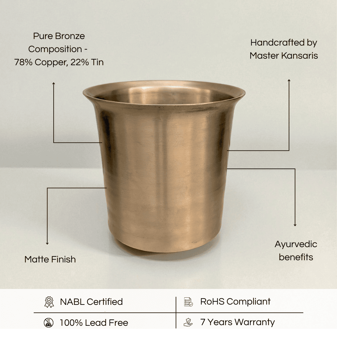 Kansa tope patila vertical made of pure bronze with matte finish and Ayurvedic benefits