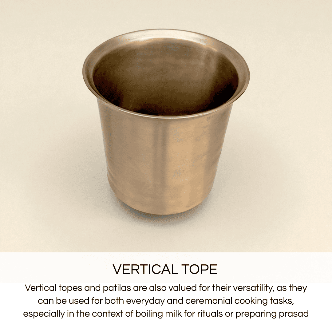 Kansa tope patila vertical in bronze, ideal for cooking and serving rituals and prasad