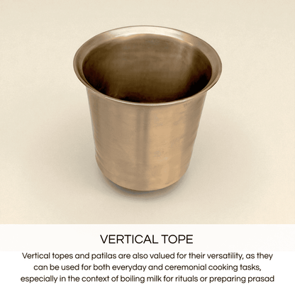 Kansa tope patila vertical in bronze, ideal for cooking and serving rituals and prasad