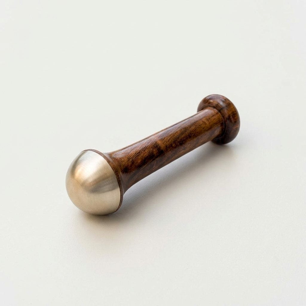 Kansa Wand for Massage, Smooth, Small — pure kansa bronze massage wand with wooden handle