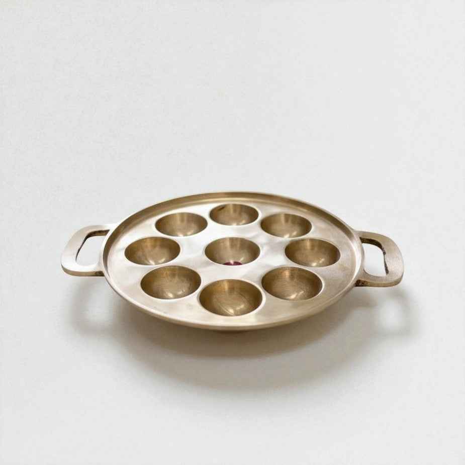 Kansa Appam Pan, Pure Bronze, 9 pits