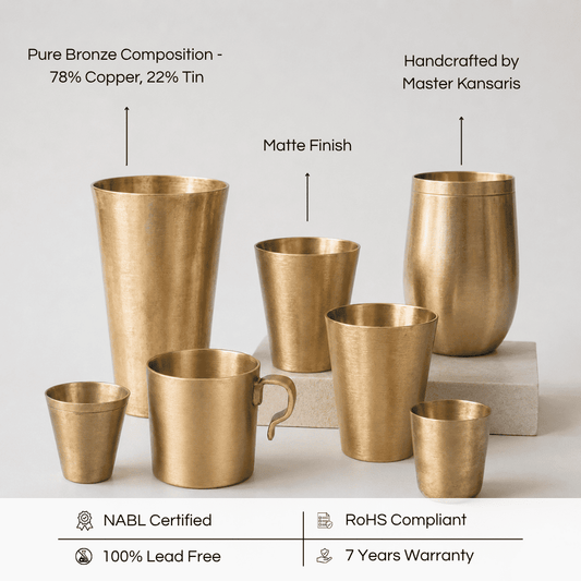 Panch Patra Kansa Glass, Matte Finish, 150 ml