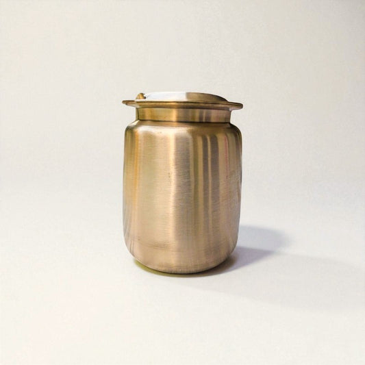 Kansa Oil / Ghee Loti with Lid & Spoon, Matte finish, 400 ml