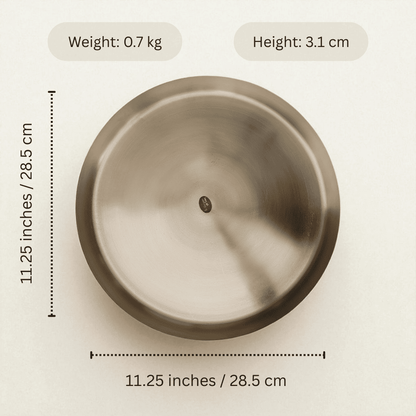 Classic Kansa Thali, Bronze Dinner Plate, 11 inch (28cm)