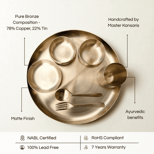 Kansa Thali Set Curve,  7 pcs