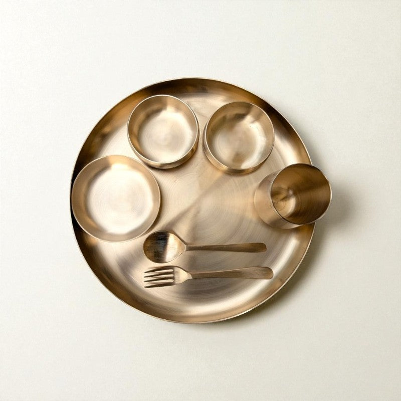 Kansa Thali Set Curve,  7 pcs