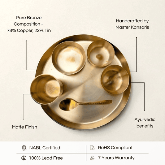 Kansa Thali Set Hammered,  7 pcs