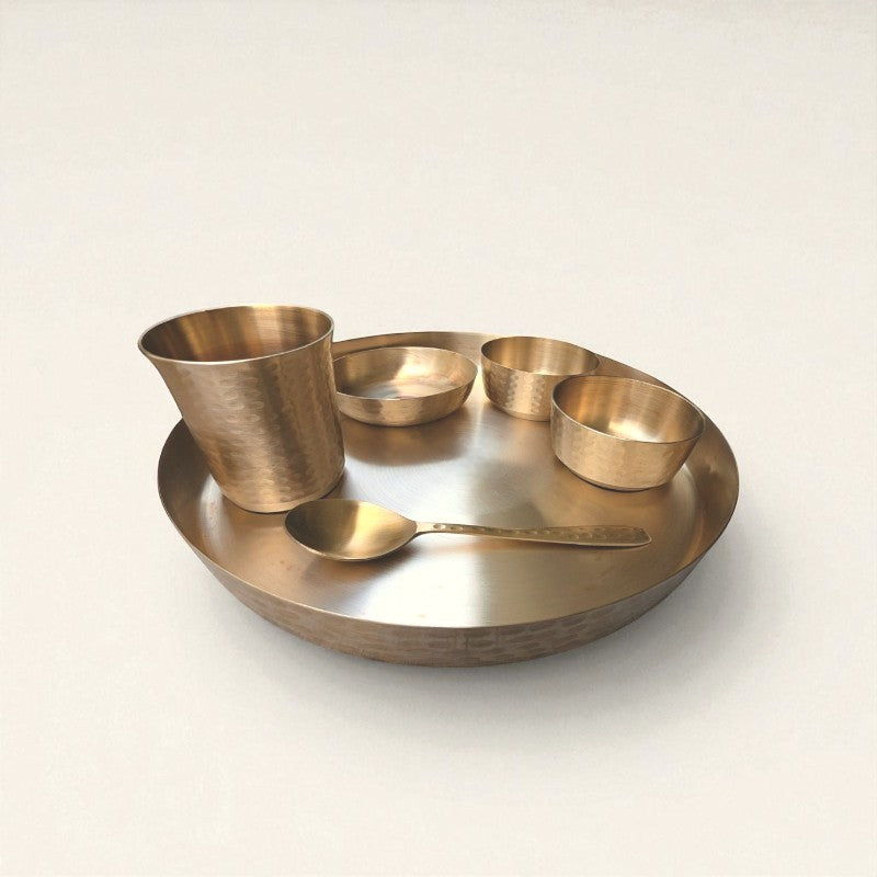 Kansa Thali Set Hammered,  7 pcs
