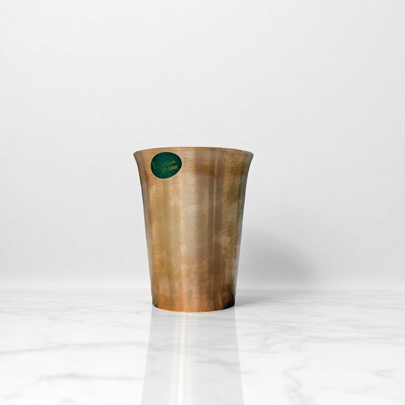 Front view of Kansyam kansa Chandi bronze glass, 250ml in bronze color finish