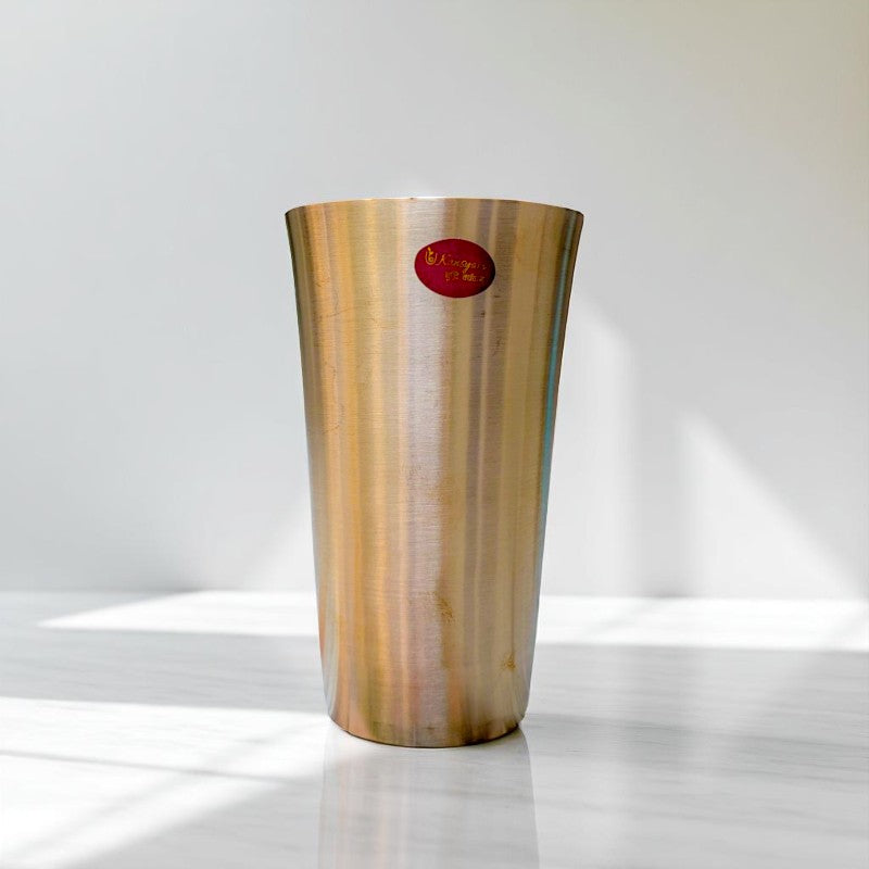 450ml Lassi kansa glass by Kansyam with shiny bronze color surface, front view