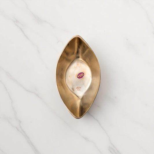Kansyam kansa boat shape dish pure bronze medium handcrafted bronze handi with smooth finish