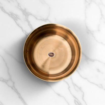Kansyam pure bronze tope patila 1000ml with a smooth, polished finish for cooking and serving, top view