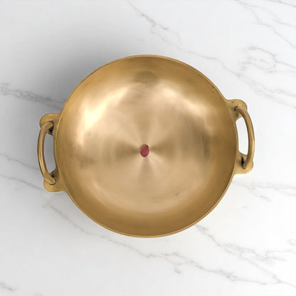 Top-down view of Kansyam Ruby kansa kadai, 4 litres, showing its wide cooking surface